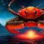 Placeholder: The Giant Crab Monster, with huge pincers, Red Glowing eyes, by van Gogh 8k