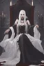 Placeholder: Vampire queen with white hair sitting on throne