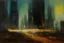 Placeholder: planet, space, modern cyberpunk city, arid land, epic, philip wilson steer impressionism painting