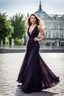 Placeholder: very beautiful ukrain lady wearing pretty maxi flared dress