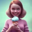 Placeholder: cute, adorable, smiling girl eating ice cream, candies flying all around her, Pixar, disney, cinema lighting, gaming, 8k, magic, love --q 1 --v 4