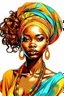 Placeholder: colorful picture handdraw of beautifull african girl beautiful hairstyle front face