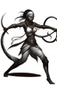 Placeholder: female gray skin Shadar-Kai wielding a Whip a whip made out of black thorns