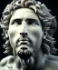 Placeholder: Realistic image, classic sculpture, marble material, Lionel Messi with Laurel wreath model, miguel angel style, God light, god rays, 4k resolution, perfect details, ornate details, soft lighting, unreal engine 5, soft cyan background.