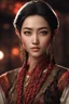 Placeholder: beautiful oriental female elf with pointed ears and long black braids