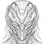 Placeholder: outline art for square predator alien portrait coloring page for kids, classic manga style, anime style, realistic modern cartoon style, white background, sketch style, only use outline, clean line art, no shadows, clear and well outlined