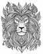 Placeholder: lion tattoo idea, line art, background, vector, svg, coloring book page style, black outline on white background, leave plenty of white space beetween lines for coloring, minimalist