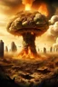 Placeholder: a nuclear mushroom and a lot of fire and ruins of a city