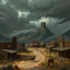 Placeholder: a small wild west town with gloomy skies fantasy art