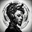 Placeholder: ideogram cyberpunk illustration black and white