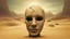 Placeholder: Skin bones stone face, desert environment, forest can be seen through a hole in the side of the face. Surrealism