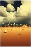 Placeholder: Strange spindle-shaped objects of various shapes, scattered over an arid wasteland, clouds, night, odd structures, Max Ernst, Audubon, Amano, Walton Ford, Yves Tanguy, polaroid, 8k, 3d, 33mm photography, well defined