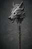 Placeholder: metal staff with wolf head