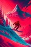 Placeholder: Snowboarding, psychedelic, red tones, fantasy landscape