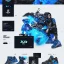 Placeholder: Highly detailed Homepage Website layout for a streetwear brand, Neon Blue and Black, Neobrutalism, UX, UI