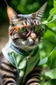 Placeholder: Cat drive bicycle in garden wear glasses