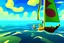 Placeholder: Legend Of Zelda: Wind Waker style view of a vast ocean, stylized, colorful, adventurous.