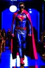 Placeholder: Superman on a fashion runway cyberpunk clothes style street wear without cape