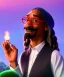 Placeholder: Snoop Dogg, cigar with dollars burning, jungle background, hyper realistic