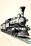 Placeholder: create a line art bold scetch Old Steam Locomotive