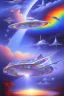 Placeholder: intergalactic very beautiful ufo rainbow futurist,mother ship pleiadien,crystal and light diamond