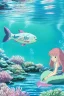 Placeholder: Underwater scene, a cute mermaid with pink hair and shimmering tail, rock, calm water, fish, beautiful colors, fine detail, high quality, seashell, octopus, mystical