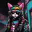 Placeholder: Dibujo de un Cat punk con chaqueta estilo grafiti NFT