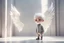 Placeholder: A silver-haired, balding chibi angel man stands in front of a sparkling white room wall, gazing eagerly at it in sunshine, ethereal, cinematic postprocessing, dof, bokeh Weight:1 detailed matte painting Weight:0.9