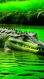 Placeholder: Green mystery lake, large crocodile