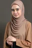 Placeholder: a muslim woman, fair skin, Malay race, standing posture, young executive