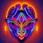 Placeholder: Neon Tribal Mask*: Design a futuristic, neon-lit tribal mask with glowing patterns, geometric shapes, and an otherworldly aura.