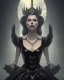 Placeholder: evil queen in black leather gown, busty, cleavage, angry, emperious, 8k resolution concept art portrait by Greg Rutkowski,