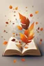 Placeholder: square logo , landscape with leaf fall, flying leaves in the book