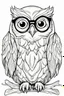 Placeholder: Outline art for cute coloring pages with owl with glasses, full body, white background, sketch style, only use outline, clean line art, no shadows and clear and well outlined.