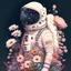 Placeholder: "floral astronaut" hand-drawn digital art, muted tones, flowers everywhere, REALISTIC, anime, 4k, colorful, galaxy