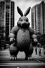 Placeholder: Giant rabbit kaiju. Photograph.