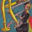 Placeholder: trombonist dancing with trombone expressionism