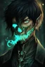 Placeholder: fantasy art, young male, half-elf, noble, half skull mask, pale skin color