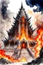 Placeholder: pathfinder temple of fire, ink wash and watercolor, 8k, ArtStation, DeviantArt
