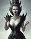 Placeholder: old evil queen in black leather gown, volouptous, busty, cleavage, angry, emperious, 8k resolution concept art portrait by Greg Rutkowski,