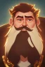 Placeholder: Medieval Fantasy Bearded strong man wearing a thick fur-lined merchant's coat, wearing gold rings, divine, halo, happy smiling, portrait, high definition, realistic, long hair, dynamic lighting, volumetric lighting, mustache, blond, arcane, wise