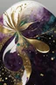 Placeholder: abstract golden glitter, dark royal Red, purple and turquoise watercolors with golden outlines