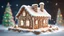 Placeholder: 3D illustration of the magic gingerbread house with falling snow. smooth 3d digital art, exquisite thee-dimensional rendering, 4K, blender, c4d, octane render , disney style 3d light, Zbrush sculpt, concept art, Zbrush high detail, pinterest Creature Zbrush HD sculpt, neutral lighting, 8k detail.