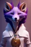 Placeholder: award winning portrait of a male anthropomorphic purple fox long vblack hair. character design by cory loftis, fenghua zhong, ryohei hase, ismail inceoglu and ruan jia. unreal engine 5, artistic lighting, highly detailed, photorealistic, fantasy