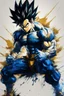 Placeholder: Poster in two gradually, a one side the vegeta face, another side "goku face", full body, sit pose, painting by Yoji Shinkawa, darkblue and GOLD tones,sinister, detailed iridescent, metallic, translucent, dramatic lighting, hyper futuristic, digital art, shot with Sony Alpha a9 Il and Sony FE 200-600mm f/5.6-6.3 G OSS lens, natural light, hyper realistic photograph, ultra detailed -ar 3:2 -q 2 -s 750,malevolent goth vampire girl face and other side