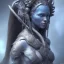 Placeholder: portriate of beautiful blue na'vi warrior,volumetric lighting, particals, intricate detail,realistc, close up