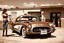 Placeholder: beautiful vintage photography with sepia tones, 1950's, woman in tight jeans and a crop top pumping gas into a 55 corvette at a rustic country gas station, long shot, hyper detailed, trending on artstation, intricate details, highly detailed