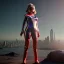 Placeholder: Ultra Realistic retro sci-fi portrait New York image from 1960, many spaceships, sweet young Jane Fonda, tight latex suit, weapon, fighting stance, soft color, highly detailed, unreal engine 5, ray tracing, RTX, lumen lighting, ultra detail, volumetric lighting, 3d, finely drawn, high definition, high resolution.