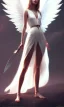 Placeholder: girl, cute, beautiful, angel, long white dress, portrait by Greg Rutkowski