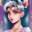 Placeholder: sailor moon con pelo largo rubio, con traje blanco,alas